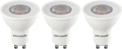 paul russells LED GU10 Light Bulb, 4W 380 Lumens, 50w Equivalent, 4000K Cool White, Ceiling Spotlights, Pack of 3