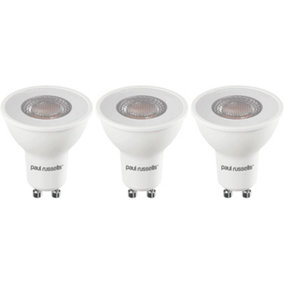 paul russells LED GU10 Light Bulb, 4W 380 Lumens, 50w Equivalent, 4000K Cool White, Ceiling Spotlights, Pack of 3