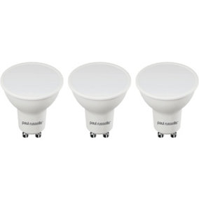paul russells LED GU10 Light Bulb, 7W 600 Lumens, 45w Equivalent, 2700K Warm White, Ceiling Spotlights, Pack of 3
