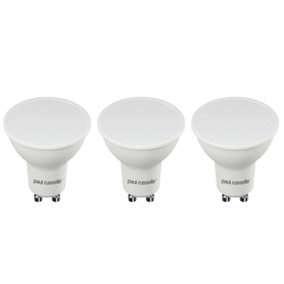 paul russells LED GU10 Light Bulb, 7W 600 Lumens, 45w Equivalent, 4000K Cool White, Ceiling Spotlights, Pack of 3