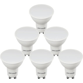 paul russells LED GU10 Light Bulb, 7W 600 Lumens, 45w Equivalent, 6500K Day Light, Ceiling Spotlights, Pack of 6