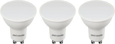 paul russells LED GU10 Light Bulb, 7W 600 Lumens, 50w Equivalent, 2700K Warm White, Ceiling Spotlights, Pack of 3