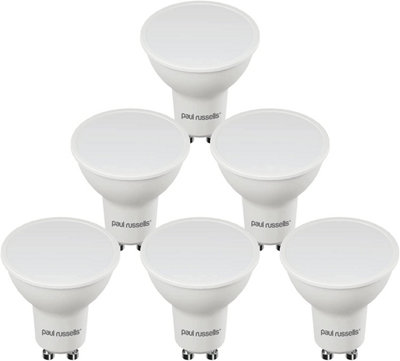 paul russells LED GU10 Light Bulb, 7W 600 Lumens, 50w Equivalent, 2700K Warm White, Ceiling Spotlights, Pack of 6