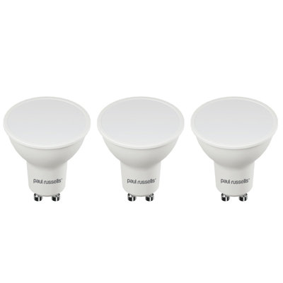 paul russells LED GU10 Light Bulb, 7W 600 Lumens, 50w Equivalent, 4000K Cool White, Ceiling Spotlights, Pack of 3