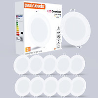 paul russells LED Round Panel Ceiling Lights, 12W 1150 Lumens, Spotlights, IP20, 4000K Cool White, Pack of 10