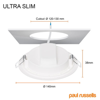 paul russells LED Round Panel Ceiling Lights, 12W 1150 Lumens, Spotlights, IP20, 4000K Cool White, Pack of 10
