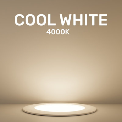 paul russells LED Round Panel Ceiling Lights, 16W 1600 Lumens, Spotlights, IP20, 4000K Cool White, Pack of 10