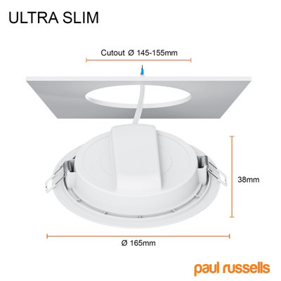 paul russells LED Round Panel Ceiling Lights, 16W 1600 Lumens, Spotlights, IP20, 4000K Cool White, Pack of 10