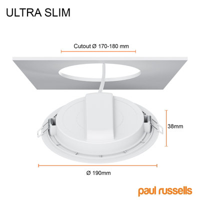 paul russells LED Round Panel Ceiling Lights, 20W 2150 Lumens, Spotlights, IP20, 4000K Cool White, Pack of 4