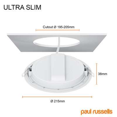 paul russells LED Round Panel Ceiling Lights, 24W 2450 Lumens, Spotlights, IP20, 4000K Cool White, Pack of 4