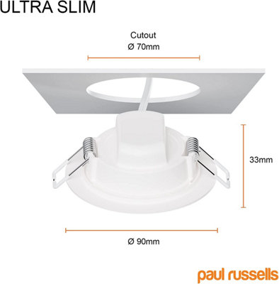 paul russells LED Round Panel Ceiling Lights, 4W 300 Lumens, Spotlights, IP20, 4000K Cool White, Pack of 6