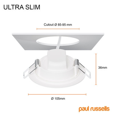 paul russells LED Round Panel Ceiling Lights, 6W 550 Lumens, Spotlights, IP20, 4000K Cool White, Pack of 4