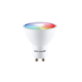 paul russells LED Smart Light Bulb GU10, 4.8W, Dimmable, 35W Equivalent, RGB+2700K-6500K Colour Changing Spotlight Bulbs, WiFi
