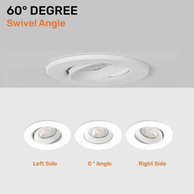 Paul Russells LED Recessed Downlight, Dimmable Warm/Cool/Day White 3 Adjustable CCT, 6Watt, IP65 Water, Dust & Fireproof Round Spotlight With Fixed Bulb And Brush Nickel Bezel Ceiling Lights, 10 Packs