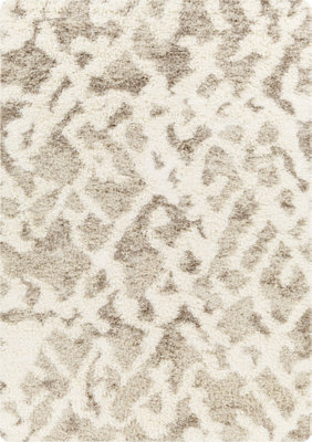 PAULA Shaggy Modern Plush Pile Beige Area Rug 130 x 170 cm