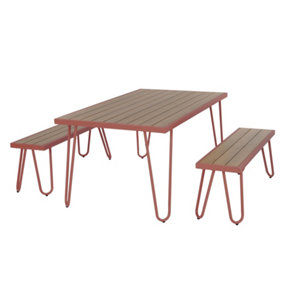 Paulette table and bench set in red