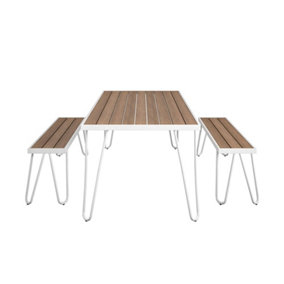 Paulette table and bench set in white