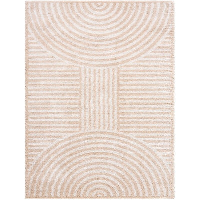 PAULINE Machine Washable Modern Shaggy Beige Area Rug 120 x 170 cm
