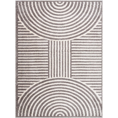 PAULINE Machine Washable Modern Shaggy Charcoal Area Rug 200 x 275 cm