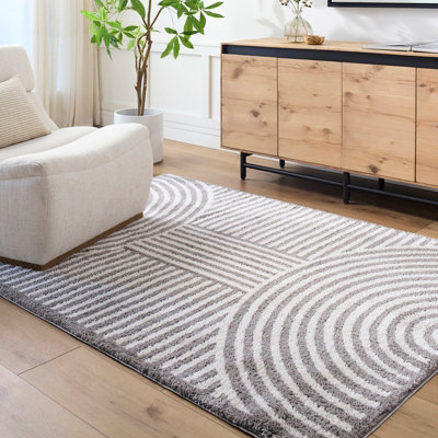 PAULINE Machine Washable Modern Shaggy Charcoal Area Rug 200 x 275 cm