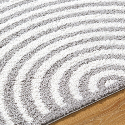 PAULINE Machine Washable Modern Shaggy Charcoal Area Rug 200 x 275 cm