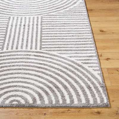 PAULINE Machine Washable Modern Shaggy Charcoal Area Rug 200 x 275 cm