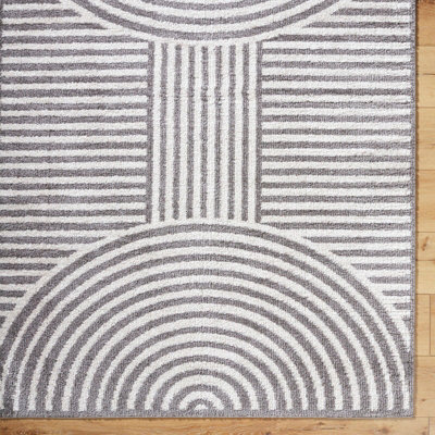 PAULINE Machine Washable Modern Shaggy Charcoal Area Rug 200 x 275 cm