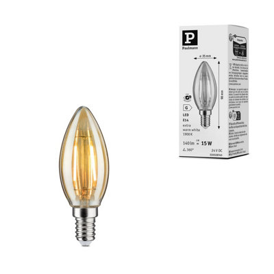 Paulmann 330028740 LED lamp candle filament E14 DC 24V 140lm 2W 1900K ...