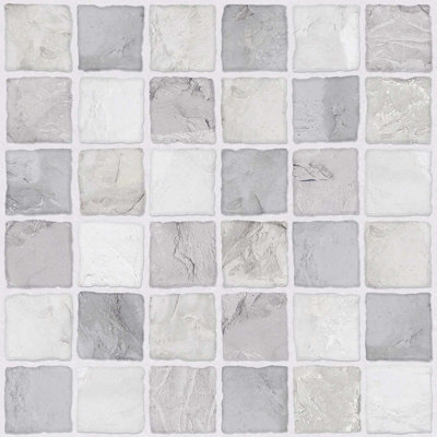 Pave Matt Grey Stone Effect Porcelain Outdoor Tile - Pack of 2, 0.74m² - (L)610x(W)610