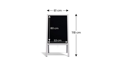 Pavement Sign with Grey Varnished Wooden Frame 118x61cm, Sidewalk Advertising Board Chalkboard A-Frame with Chain Double Sides
