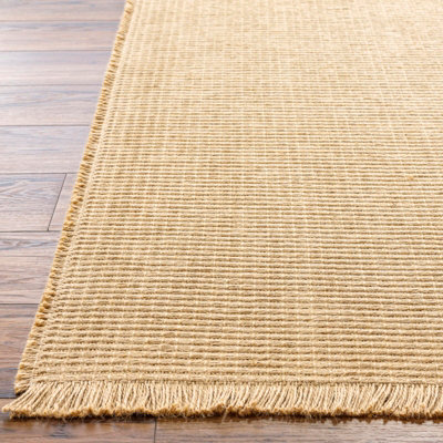 PAVI Becki Owens x Livabliss Solid and Border Camel Jute Area Rug 120 x 170 cm
