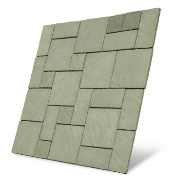 Paving Patio Kit 'The Gawsworth' Weathered York 5.76m2 (2.4m x2.4m)