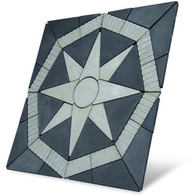 Paving Patio Star Kit 'The Capesthorne' Welsh Slate/Portland Grey (2.4m x2.4m)