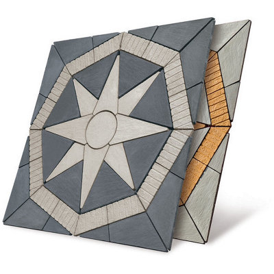 Paving Patio Star Kit 'The Capesthorne' Welsh Slate/Portland Grey (2.4m x2.4m)