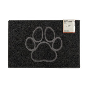Paw Large Embossed Doormat in Black