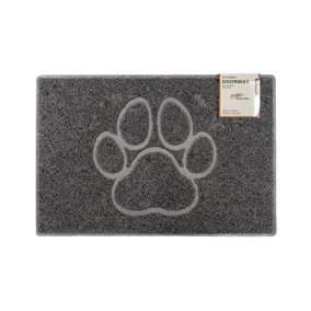 Paw Medium Embossed Doormat in Grey