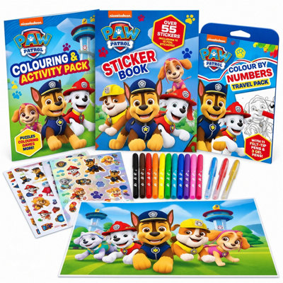 Paw Patrol 3 Piece Activity Set, Colour by Numbers Travel Pack ...