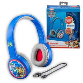 PAW PATROL BLUETOOTH HEADPHONES WITH CHILD FRIENDLY VOLUME  CHARGING CABLE