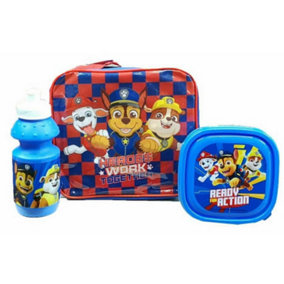 PAW Patrol Children/Kids Heroes Work Together Lunchbox Set (3 Piece) Blue/Red (One Size)