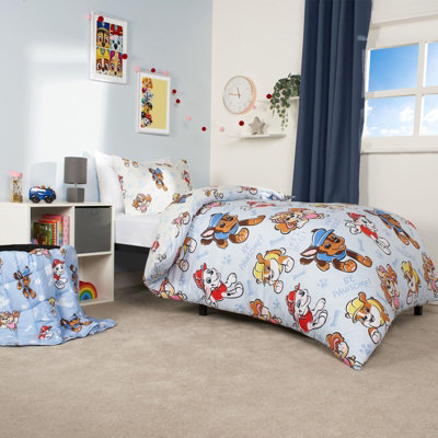 Paw Patrol Duvet Quilt Cover Set Dog Reversible Pillowcase Bedding Single Blue