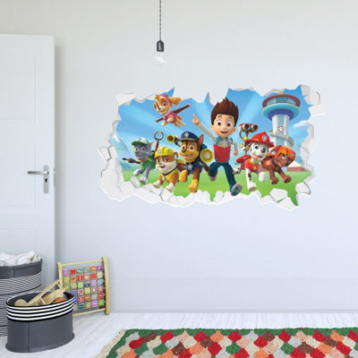 Paw Patrol Group With Ryder Broken Wall Sticker (90cm x 45cm