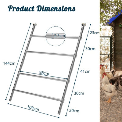 PawHaven Chicken Perch Roosting Ladder 4-Step Wide Roost Bars Hens Coop Perch