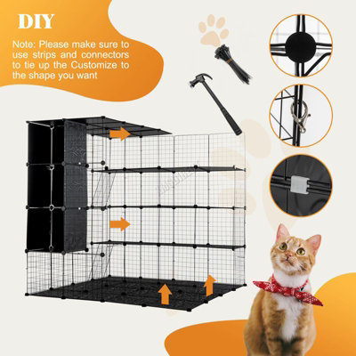 PawHaven Indoor DIY Cat Cage 4-Tier Large Metal Wire Enclosure Small ...