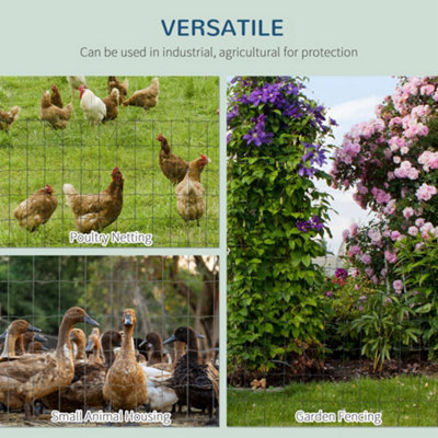 PawHut 0.6Mx10M Chicken Wire Mesh Rabbit Poultry Animal Fence PVC ...