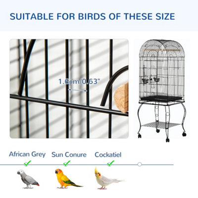 PawHut 1.53 m Bird Cage Parrot Finch Macaw Conure w Perch Wheels Stand