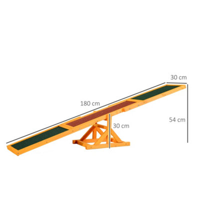 PawHut 1.8m Wooden Pet Seesaw Activity Sport Dog Training Agility Obedience Equipment Toy Pet Supplies Weather Resistant - 3