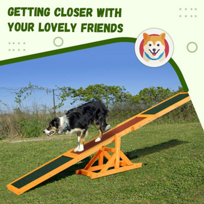 PawHut 1.8m Wooden Pet Seesaw Activity Sport Dog Training Agility Obedience Equipment Toy Pet Supplies Weather Resistant