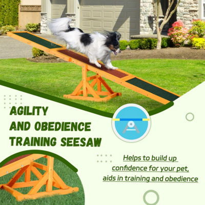 PawHut 1.8m Wooden Pet Seesaw Activity Sport Dog Training Agility Obedience Equipment Toy Pet Supplies Weather Resistant - 5
