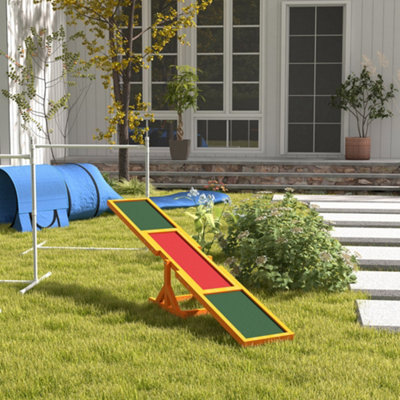 PawHut 1.8m Wooden Pet Seesaw Activity Sport Dog Training Agility Obedience Equipment Toy Pet Supplies Weather Resistant - 9