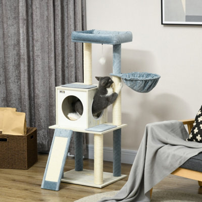 PawHut 114cm Cat Tree for Indoor Cats with Scratching Posts, Hammock, Bed, House Price Comparisons | Compare The Build